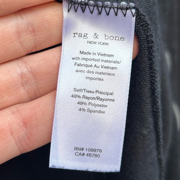 rag & bone black long sleeve zipper arm tee, size s - Picture 6 of 6